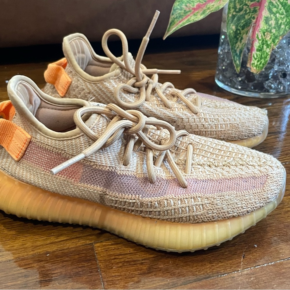 Tan and Orange Knit Sneakers adidas Yeezy Boost 350 V2 Clay